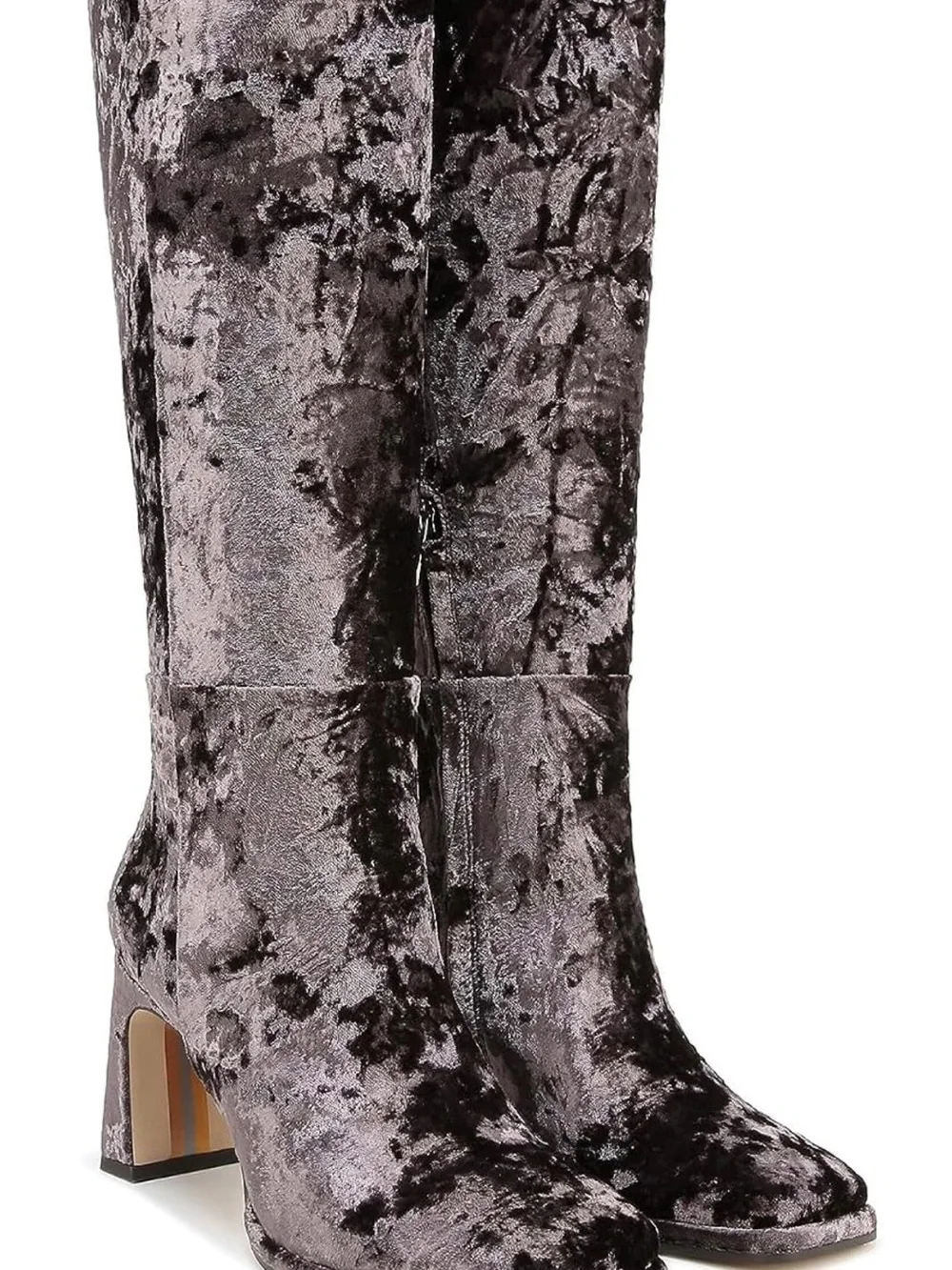Sam Edelman Issabel Crushed Velvet Knee High Boots Gray Taupe 9.5